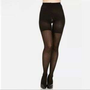 NWT Love Your Assets By Sara Blakely Black Wishbone Shaping Tights, Size 2 (M)
